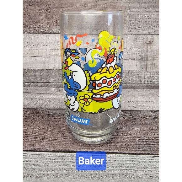 Vintage 1983 BAKER SMURF 6" Drinking Glass - Picture 3 of 7
